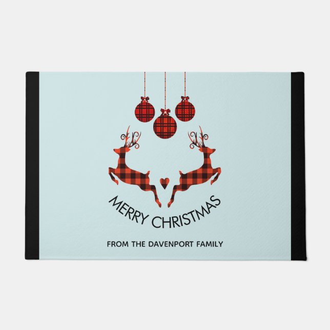 2クリスマストナカイ跳び素朴ハンター ドアマット (正面)