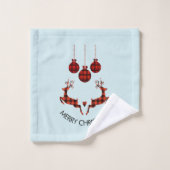 2クリスマストナカイ跳び素朴ハンター バスタオルセット (ウォッシュタオル)