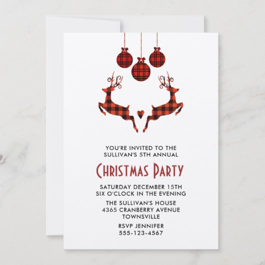 2クリスマストナディージャンプ素朴パーティー招待状 招待状 (正面)