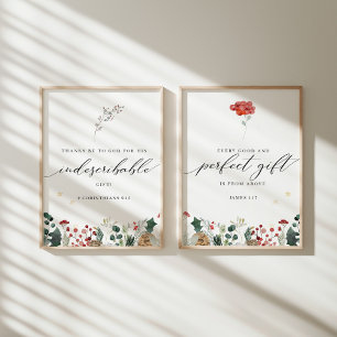 2クリスマスバイブル詩のポスターの水色セット