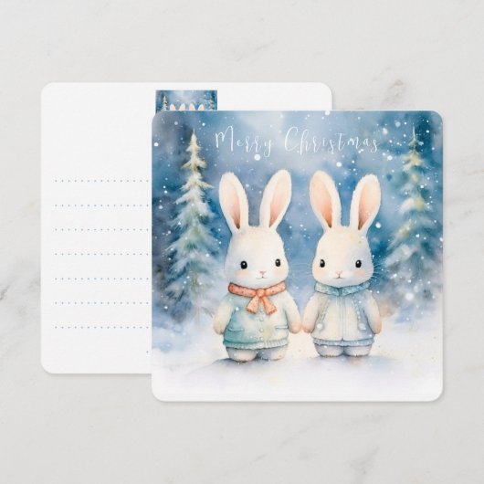 2クリスマスバニー 招待状 (正面/裏面)