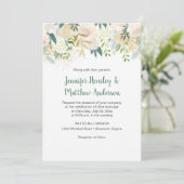 #2クリームホワイトローズ金ゴールドグリッターグリーン金ゴールド 招待状 (スタンド正面)