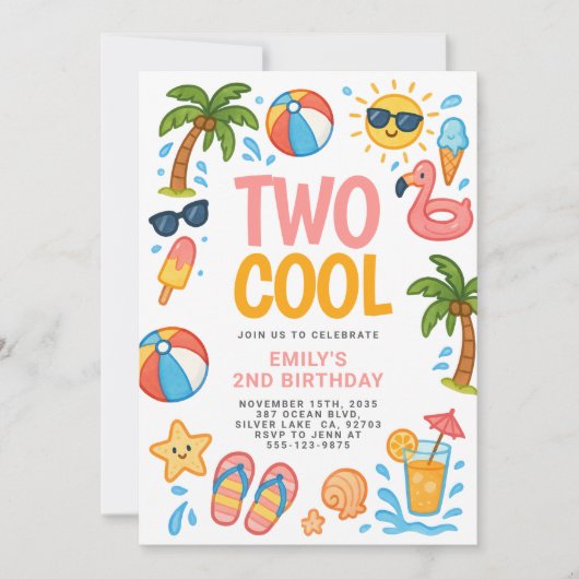 2クールビーチ熱帯2回目の誕生日パーティー 招待状 (正面)