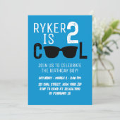 2クールレトロサングラスボーイ2ndバースデーブルー 招待状 (スタンド正面)