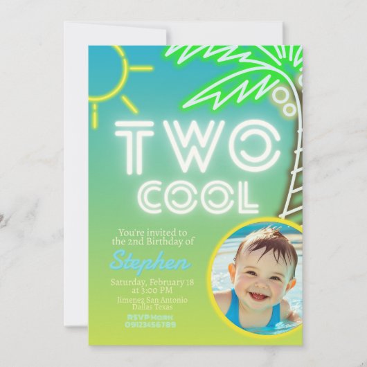 2クール歳の誕生日とフォト招待状 招待状 (正面)