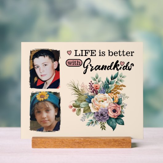 2グランドキッズ写真フローラピンク アクリルサイン (ニュートラル)