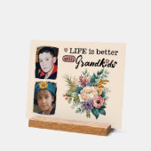 2グランドキッズ写真フローラピンク アクリルサイン (傾斜)