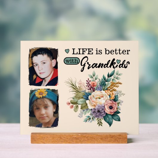 2グランドキッズ写真フローラ緑 アクリルサイン (ニュートラル)