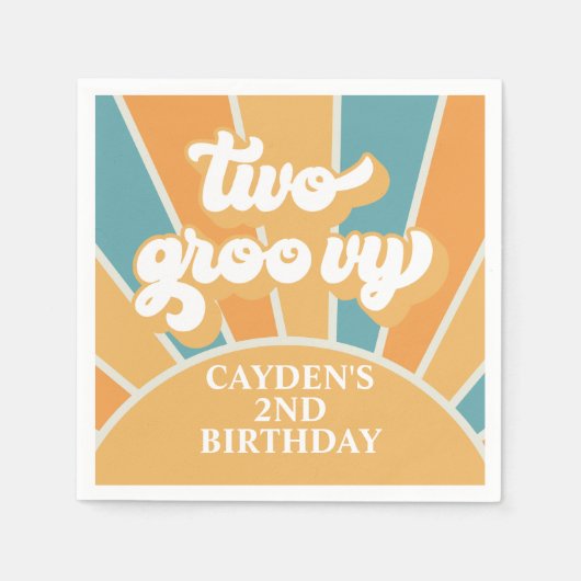 2グルービーレトロサンシャインボーイ2nd誕生日 スタンダードカクテルナプキン (正面)