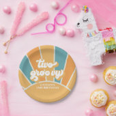 2グルービーレトロサンシャインボーイ2nd誕生日 ペーパープレート (パーティー)