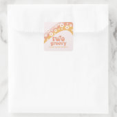 2グルービーレトロデイジーボホレインボースクエアステッカー スクエアシール (バッグ)