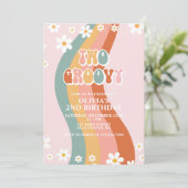 2グルービーレトロデイジーレインボー2ND誕生日 招待状 (スタンド正面)