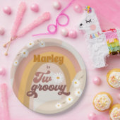 2グルービーレトロヒッピーデイジーガール2nd誕生日 ペーパープレート (パーティー)