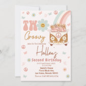 2グルービーレトロフローラレインボー2nd誕生日 招待状 (正面)