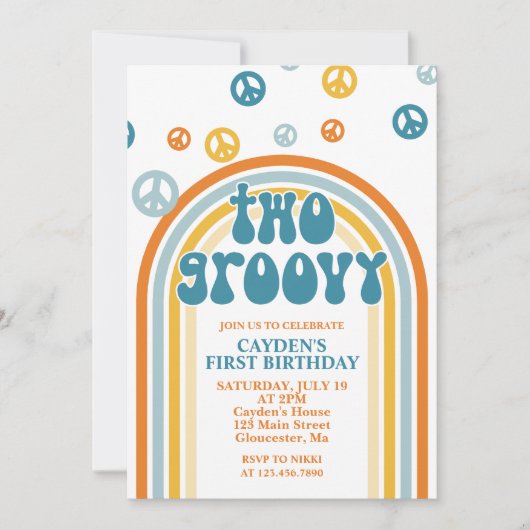 2グルービーレトロボーイ2nd誕生日招待状 招待状 (正面)