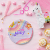 2グルービーレトロレインボー2nd誕生日 ペーパープレート (パーティー)