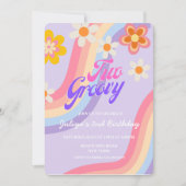 2グルービーレトロレインボー2nd誕生日 招待状 (正面)