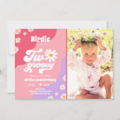 2グルービー2nd誕生日パーティーボホレトロデイジー 招待状 (正面)