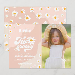 2グルービー2nd誕生日パーティーボホレトロデイジー 招待状