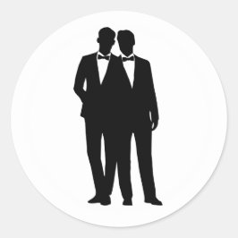 2グルームシルエットゲイカップル結婚式用シール ラウンドシール