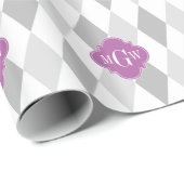 2グレーウィットハーレクインオーキッド3イニシャルモノグラム ラッピングペーパー (ロールコーナー)