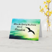 2コリント人3:17自由聖書の一節 カード (黄色い花)