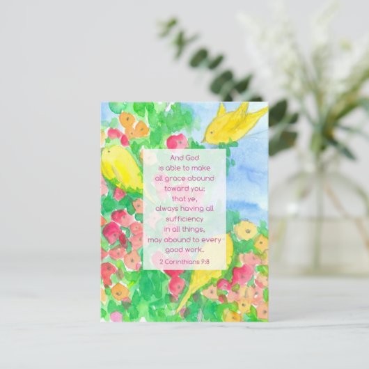 2コリント聖なる書物、 経典バイブル神の恵みの花 ポストカード (スタンド正面)