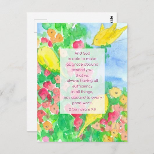 2コリント聖なる書物、 経典バイブル神の恵みの花 ポストカード (正面/裏面)