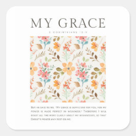 2コリント12:9わたしの恵みはあなたのために十分である スクエアシール