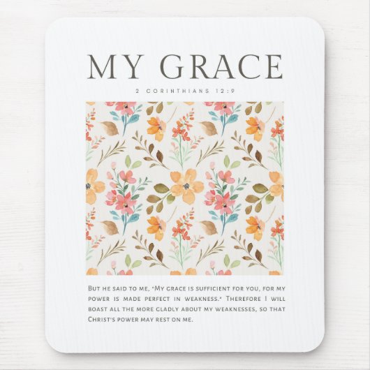 2コリント12:9わたしの恵みはあなたのために十分である マウスパッド (正面)