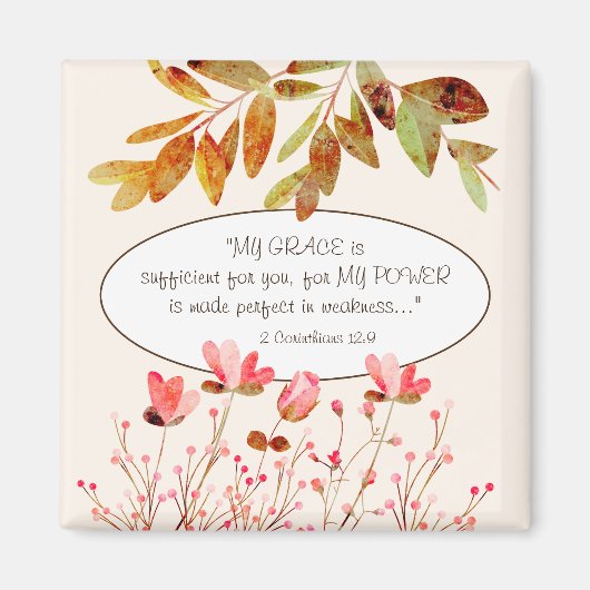 2コリント12:9わたしの恵みはあなたのために十分である マグネット (正面)