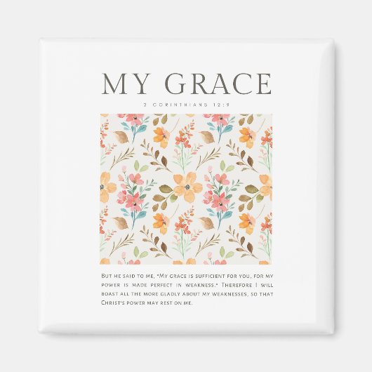 2コリント12:9わたしの恵みはあなたのために十分である マグネット (正面)