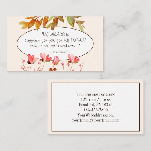 2コリント12:9わたしの恵みはあなたのために十分である 名刺 (正面/裏面)