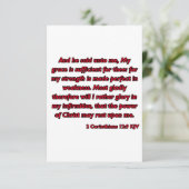 2コリント12:9聖書聖なる書物、 経典KJV挨拶 カード (スタンド正面)