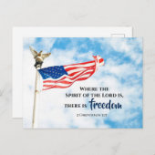2コリント3:17米国主の霊の旗 ポストカード (正面/裏面)
