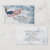 2コリント3:17自由、アメリカ国旗あり 名刺 (正面/裏面)