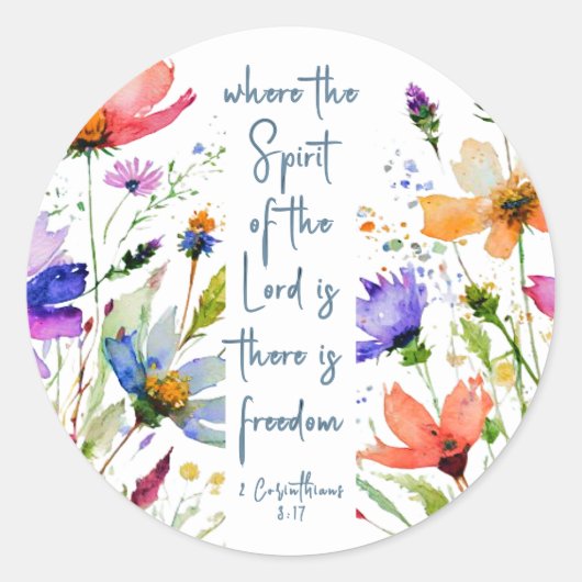2コリント3:17 Freedom Bible Verse ラウンドシール (正面)