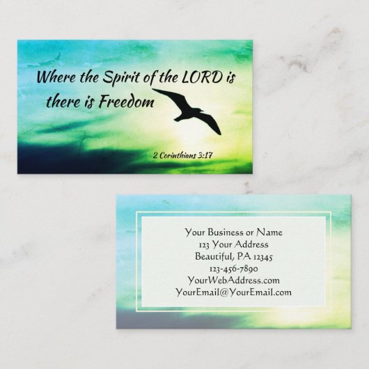 2コリント3:17 Freedom Bible Verse 名刺 (正面/裏面)