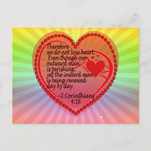 2コリント4:16したがって、我々はハートを失わない。 ポストカード (正面)