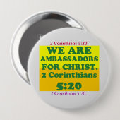 2コリント5:20からの聖書の聖句。 缶バッジ (正面&裏面)