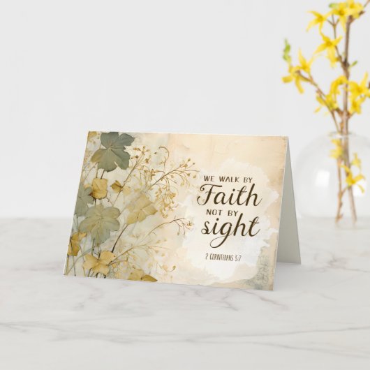 2コリント5:7わたしたちは信仰の聖句によって歩む カード (黄色い花)