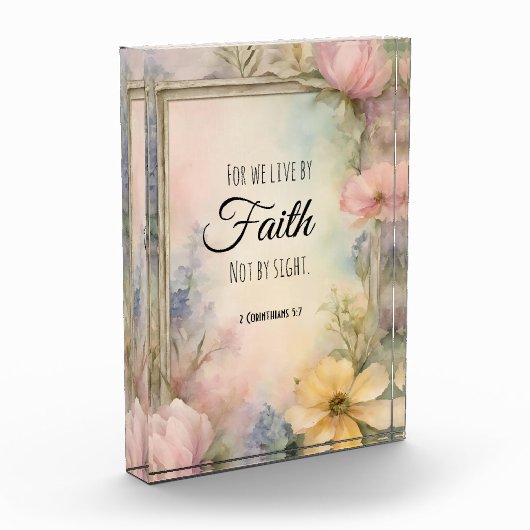 2コリント5:7キリスト教聖書聖句アート フォトブロック (左)