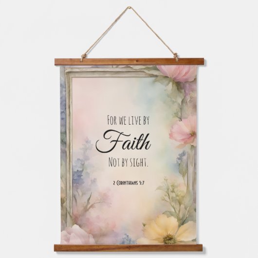 2コリント5:7キリスト教聖書聖句アート 吊り下げ型タペストリー (正面)