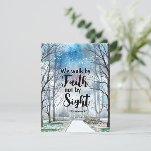 2コリント5:7信仰によって歩く聖書フラットカード (スタンド正面)