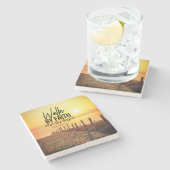 2コリント5:7信仰によって歩く聖書日没 ストーンコースター (横)