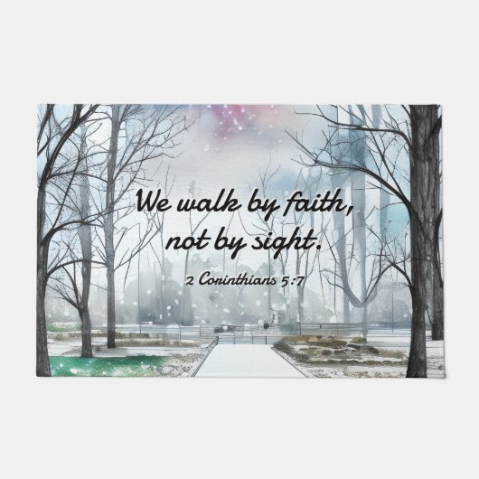 2コリント5:7信仰によって歩み、見ることによらない ドアマット (正面)