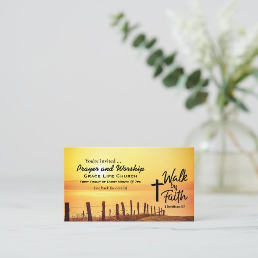 2コリント5:7信仰の道を歩む教会イベントチラシ 名刺 (スタンド正面)