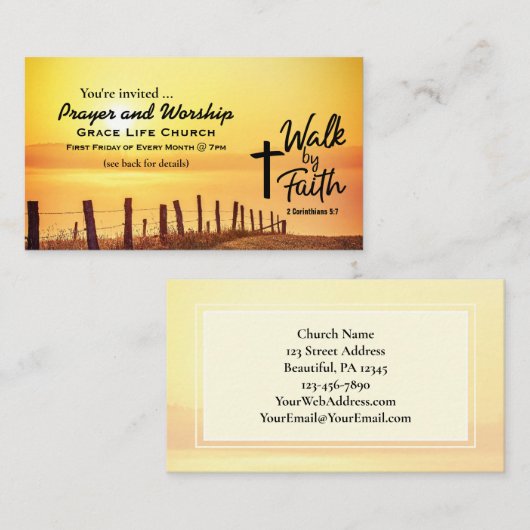 2コリント5:7信仰の道を歩む教会イベントチラシ 名刺 (正面/裏面)