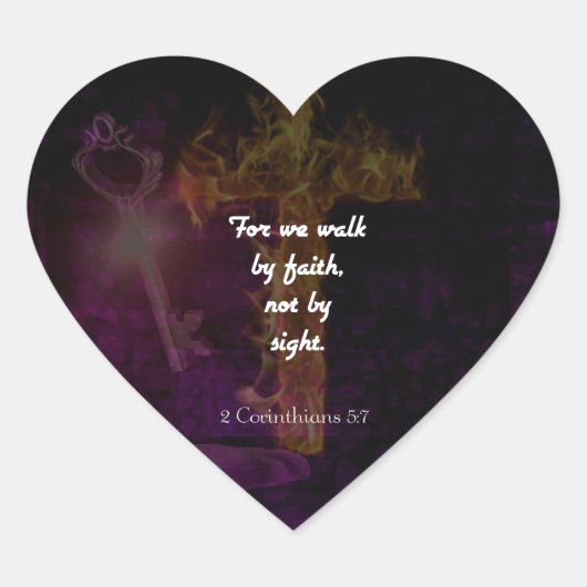 2コリント5:7聖書の聖句の引用文 ハートシール (正面)