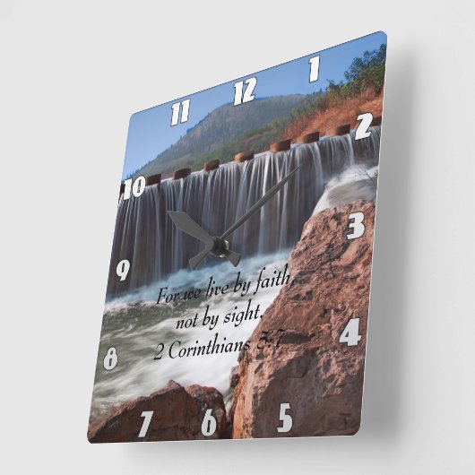 2コリント5:7踏み石 スクエア壁時計 (傾斜)